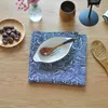 Table Mats Tableware Mats Pads Western Nordic Napkin Plaid Fabrics Linen Table Mat Placemat Japanese Style Navy Blue