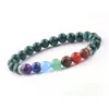 Multicolor 7 Chakra Stone Amethyst Pärlor Buddha Armband Armband Bangles Bijoux Armbanden Vouwen Kvinnor Män Smycken