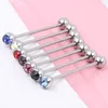 Industrial ear ring T32 MIX 11 colors 100PCS/lot stainless steel crystal piercing jewelry industril barbell ring