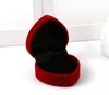 Mini boîte à bijoux pliable de transport rouge, emballage Durable, couvercle en forme de cœur rouge, boîte à bagues ouverte en velours GA37