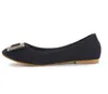 여성을위한 클래식 신발 새로운 플랫 신발 얕은 입 스웨이드 메탈 스퀘어 버클 4 계절 싱글 슈 블랙