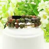 Men's Sport Bracelets Wholesale 8mm Unakite Stone Beads With New Barbell Fitness Dumbbell Macrame Charms Bracelets