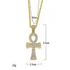 Ankh égyptien clé de vie or argent croix pendentif collier chaîne Bling plein strass cristal croix pendentif Punk Jewelry291u