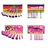 Mermaid Makeup Brush Set with bag 7pcs Fish Tail Foundation Powder Eyeshadow Make up Contour Blending Cosmetic Scales Brushs