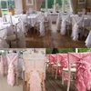 2017 Lien Pour Crème Organza Ruffles Avec Ruban Rose Romantique Belle Chaise Sash Chaise Couvre Décorations De Mariage Fournitures