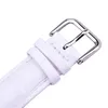 Atacado-Unisex Assista Banda 12-24mm Branco Genuine Leather Watch Strap de Aço Inoxidável Fivela Mulheres Braceletes para Horas Assista Acessórios