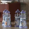 14cm Medelhavsstil Heminredning Lighthouse Iron Wedding Decoration Nautical Decor Candle Holder Mixed Design Leverans