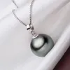 Yhamni Fashion Real 925 Sterling Silver Natural Black Pearl Pendant Halsbandörhängen set bröllop smyckesuppsättningar för kvinnor TZH001254T