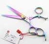 Purple dragon HIGH CLASS hair cutting scissors 180 Swivel handle flying shear 6 INCH 3 finger holes tijeras peluquero Simple p291u