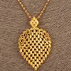 Dubaï Collier Femmes Éthiopien Plume Pendentif Collier 14k Jaune Solide Or Fin GF Bijoux Afrique/Arabe Fleur Cadeaux