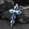 20pc Nieuwe Gift Unisex's Mannen Goud Zilver Blauw Roestvrij staal Kruis Hanger Ketting Ketting