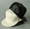 Chapeaux vierges coréens en cuir PU, chapeau hip hop pour hommes et femmes, motif de tissage, casquette de Baseball à bord plat