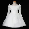 2017 New Flower Girl Dresses with Bow Long Sleeves Wedding Party Communion Pageant Dress for Little Girls Kids/Children Dress