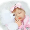 Z różową pałąk Reborn Baby Doll 22 cali 55 cm Noworodka Silikonowe Dzieci Dziewczyna Ciała Ciała Realistyczna Lalki Zabawki Dzieci Prezent Urodzinowy