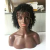 Encaracolado bob transparente frente do laço perucas de cabelo humano virgem malaio curto pixie corte peruca para preto feminino onda de água profunda perucas