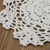 Groothandel- 8 "Ronde handgemaakte haakkanter Kant Bloemen Doilies Vintage Break Cup Coasters AFBEELDING Placemat pad Wedding Tafel Decor Doek Mat