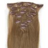 1622 inch 7 stuks stijlvolle rechte clip in indian human hair extensions 70g 80g 12 clip in haar lichtbruin haar1962539