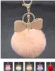 Bowknot Fur Pom -keychain Real Rex Rabbit Fur Ball Ball Chains Fur Key Ring Bead Chain for Bag 310F