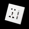 Mode Smart Power Plugs Dual USB Electric Wall Charger Dock Station Socket Power Outlet Panel Plate USB Wall Charger met schakelaar aan / uit