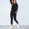 Automne Hiver Femmes Sport Wear Survêtements Femmes Couleur Unie Sport Costume Sweat À Capuche Avec Pantalon Jogging Sportswear Costume 2pc Ensemble