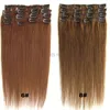 Blond Black Brown Silky Straight Real Human Hair Remy Clip In Extensions 15-24 tum 70g 100g 120g Brasiliansk Indisk För Full Head Double Weft