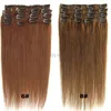 DHL Silky Straight Indian Remy Clip in sulle estensioni dei capelli umani Colore nero marrone biondo Consegna veloce5392481