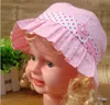 キッズ幼児の女の女の子の帽子ポルカドットフラワーバケツキャップボウノットパールハットG593