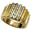 R117 SZ8-15 18K GOLD FILLED LAB Diamond Wide Band Män Engagement Wedding Ring