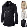 Wholesale- Free Shipping New Men's Stylish Double Breasted Kong Trench Coats Mens Windbreaker Overcoat 3 Colors M L XL XXL