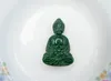 Kina retro snidade statyer, dekorationer, grön jade buddha, midja hänge, halsband.