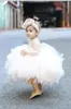 2019 Uroczy Dziecko Dziecko Niemowlę Toddler Baptism Odzież Kwiat Girl Sukienki Z Długim Rękawami Koronki Tutu Balowe Suknie