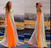 Fahion Chiffon Bright Color Patchwork Casual Dresses Sleeveless Sundress Loose Long Dress Cheap Women Summer Boho Maxi Dresses