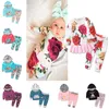 gestreepte print tweedelige kinderkleding set kinderen winterkleding capuchon en broek pakken meisjes jongens babykleding bloemenmeisje 893