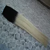 Ombre Brasilianskt hår 100g 40st rak # 1b / 613 Du kan rita färg Ombre Virgin Remy Skin Wefts Tape In Hair Extensions Human Hair
