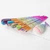 8pcs Mermaid Makeup Brushes Set Diamond Rainbow Big Fish Tail Cosmetics Eyeshadow Foundation Beauty Tools Multipurpose Make up Brush Kit