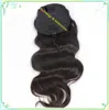 Onda del corpo classica Coda di cavallo Capelli umani Parrucchino umano brasiliano Clip in estensione Coda di cavallo Capelli umani 140g Coulisse Coda di cavallo marrone scuro