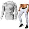 Hurtownia - Kamuflaż koszula kompresji odzież z długim rękawem T Shirt + Legginsy Fitness Zestawy Szybkie Dry CrossFit Fashion Garnitury S-3XL