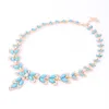 Women Trendy Necklace Boho Blue Crystal Jewelry Sets With Earrings Gold Color Silver Plated Statement Necklace For Wedding