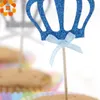 Atacado - 12 pcs 3Colors DIY linda brilhante coroa cupcake toppers bolos topper picks para casamento / crianças aniversário / bolo decoração de festa de cozimento