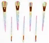 7pc Diamond Mermaid Makeup Brushes Kit Dazzle Glitter Foundation Brush Set Rainbow Color Syntetisk Hårpulver Ögonbryn Läppborste