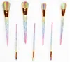 7pc Diamond Mermaid Makeup Brushes Kit Dazzle Glitter Foundation Brush Set Rainbow Color Synthetic Hair Powder Eyebrow Lip Brush