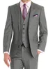 2017 Custom Made Mens Light Gray Passar Mode Formell Klänning Män Suit Set Män Bröllop Suits Brudgum Tuxedos (Jacka + Byxor + Vest + Slips)