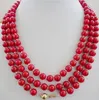 Novo 14k natural 8mm vermelho coral colar 48 "fecho de ouro