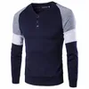 Men's Sweaters 2022 Brand British Style Mens Fashion Casual Sweater Stitching Button Decorated Crew Neck Plus Size Tops1