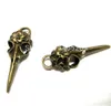 Legierung 50 Stück Vintage-Stil Bronze Silber Ton Schädel Vogel Kopf Blume Charms Halskette Anhänger Schmuck Zubehör 302F