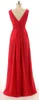 Empire V-neck Beautiful Long Bridesmaid Dresses Red Chiffon Bridesmaid Gown with Ruching Detail Floor-Length