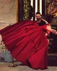Sais Mhamad Red Prom Dresses Ball Gown Cap Sleeve Satin Velvet Long Evening Dress High Quality Princess Dancing Wear Women Party Gowns