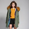 2017 Nieuwe Hoge Kwaliteit Mode Dames Luxe Big Raccoon Bont Kraag Jas met Konijn Wol Hood Warm Winter Jacket Liner Parkas Lange Top