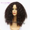 Brown Kinky Curly Wig 100 Kanekalon Heat Resistant Synthetic Wigs For Black Women 6A Machine Made None Lace Wig Middle Part2361800