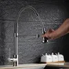 New Upgrade ! Brushed Deck Mounted Single Handle Sink Faucet pull out and down kitchen vessel faucet HS315